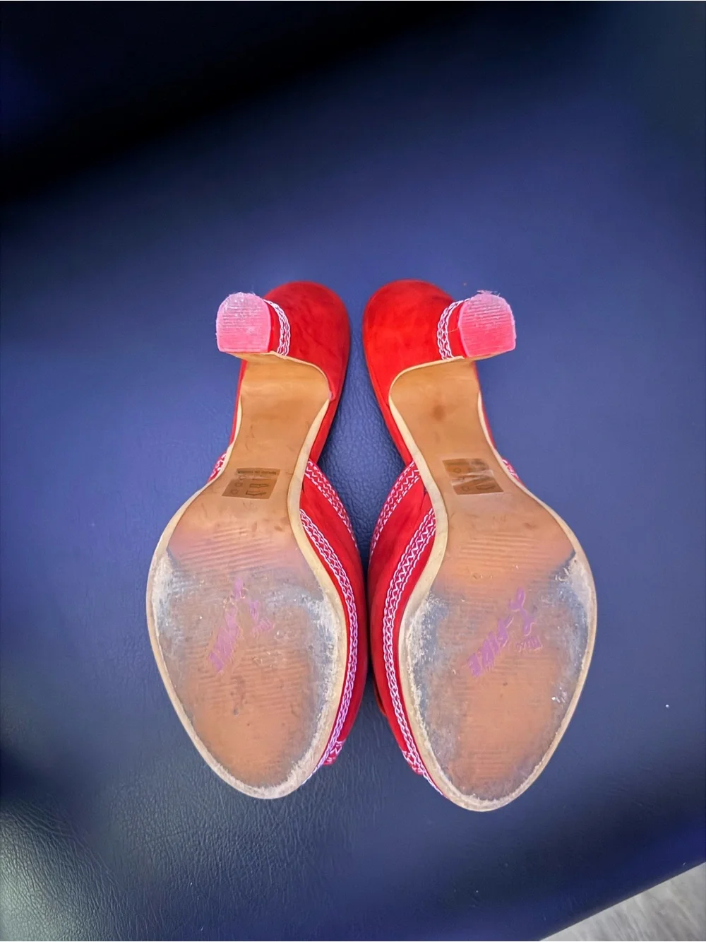 Miss L Fire - Red Open-Toe Bow Heeled Mules
